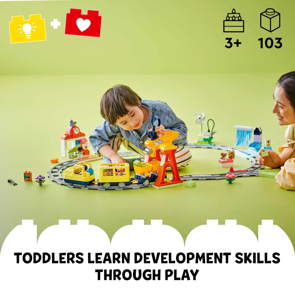 LEGO DUPLO Town loop layout showing track assembly for easy play.