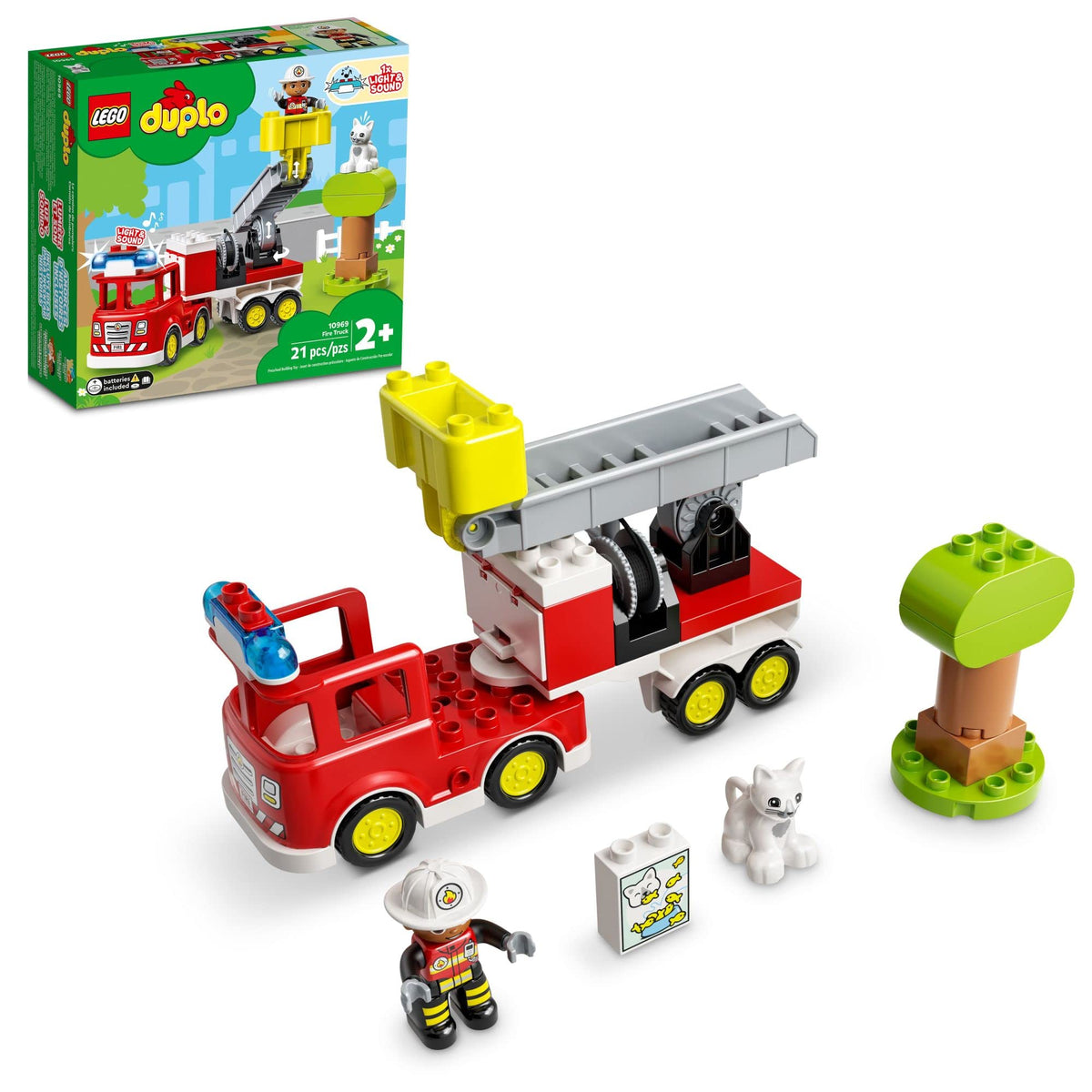 LEGO DUPLO Rescue Fire Engine 10969 front view promotes imaginative play and fine motor skills.
