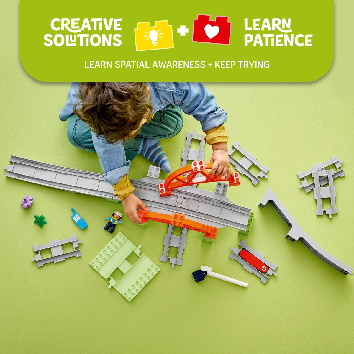 LEGO DUPLO Town action brick adds train sounds for immersive pretend play.