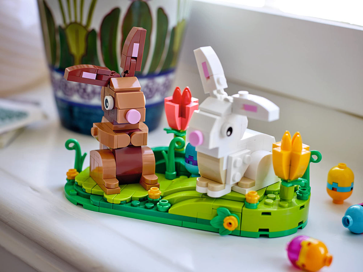 LEGO bunny pair build adds a playful centerpiece