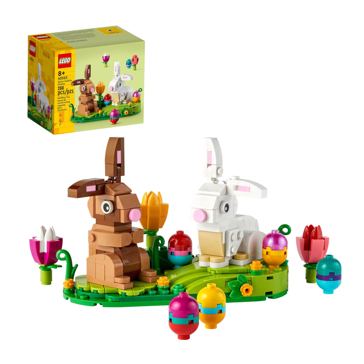 LEGO Easter Rabbits display with bunny scene for spring decor
