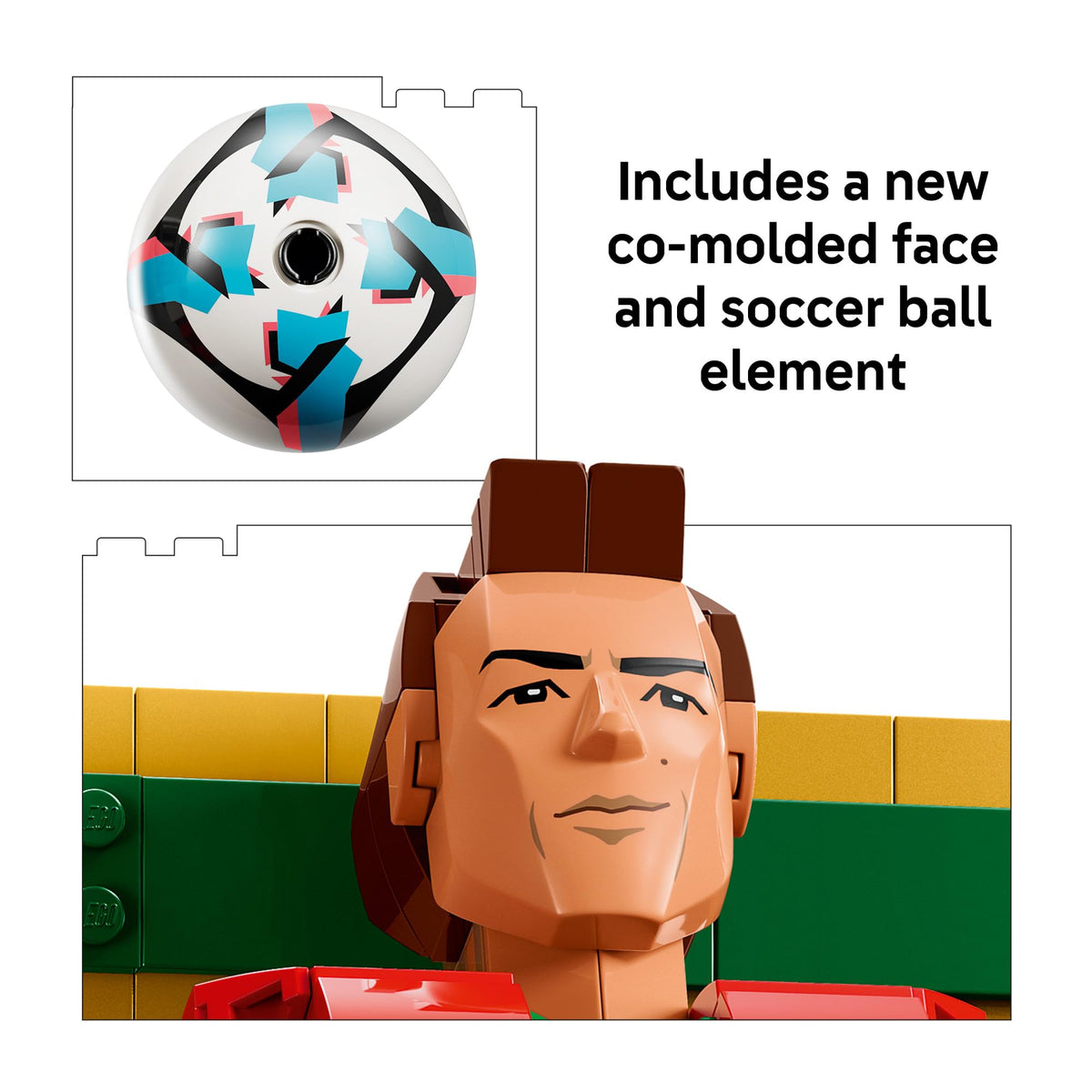 LEGO Cristiano Ronaldo co-molded face details for realistic styling