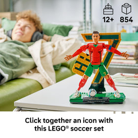 LEGO Cristiano Ronaldo Siuuu pose figure for dynamic display and fan memorabilia