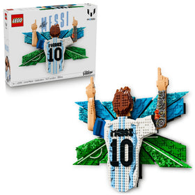LEGO Lionel Messi Celebration wall art shows Messi's victory pose for teen rooms.