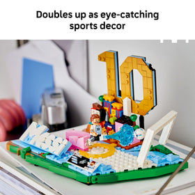 LEGO Lionel Messi minifigure brings action to the display.
