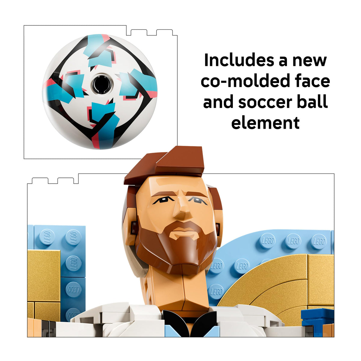 LEGO Lionel Messi number 10 and MESSI lettering for a vivid tribute