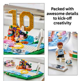 LEGO Lionel Messi number 10 highlights the iconic jersey detail.
