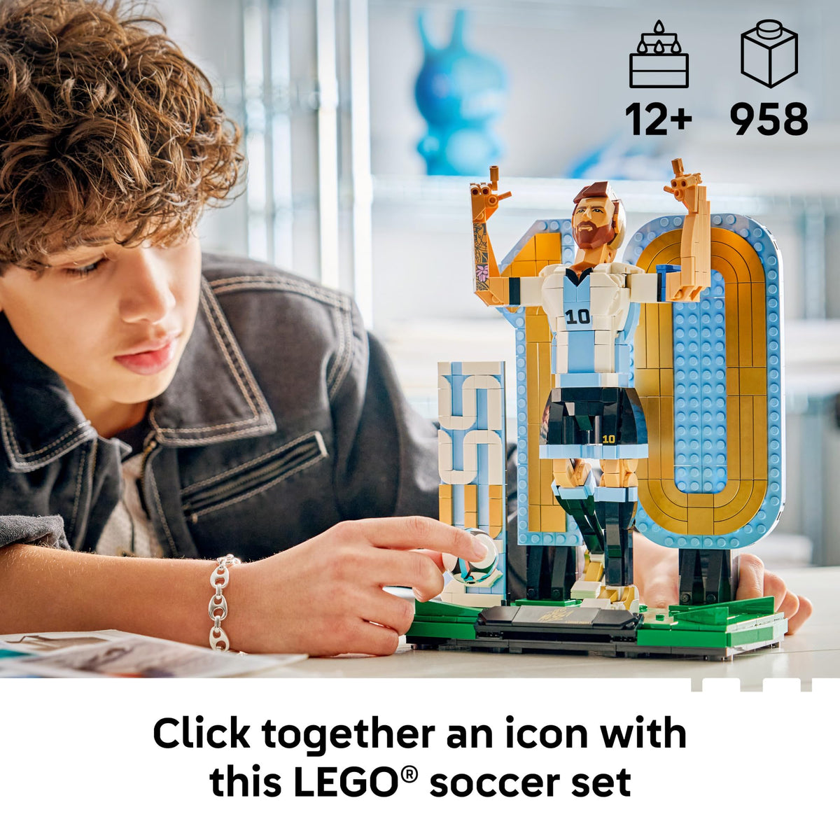LEGO Lionel Messi victory pose figure for eye-catching display