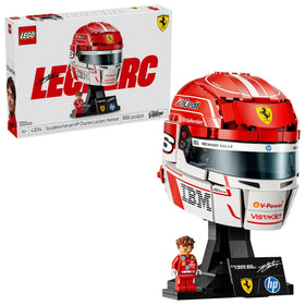 LEGO Editions Scuderia Ferrari helmet front view for a striking shelf display.
