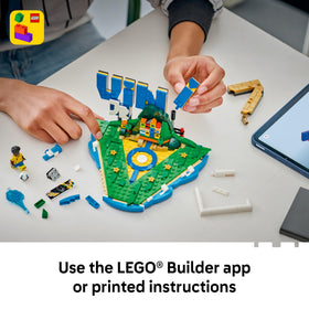LEGO Editions Vini Jr bedroom display offers sports-themed room decor.