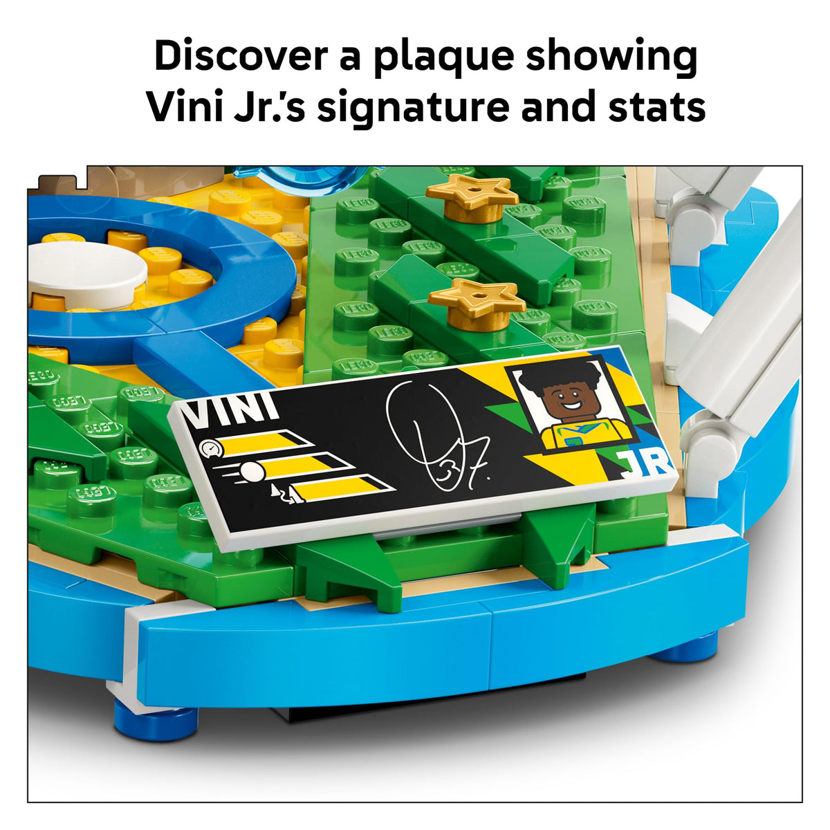 LEGO Editions Vini Jr Brazil colors highlight national pride on desk or shelf.