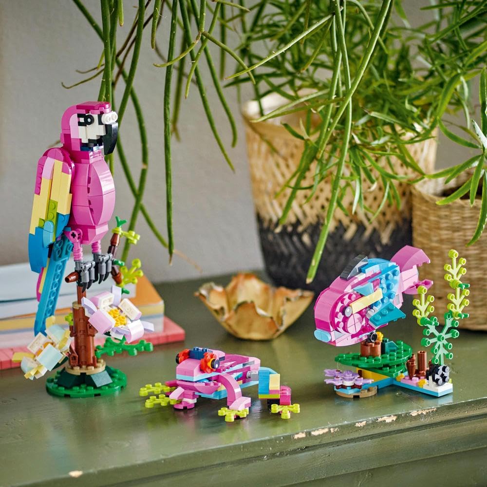 LEGO Creator 31144 Exotic Pink Parrot build sequence and display setup
