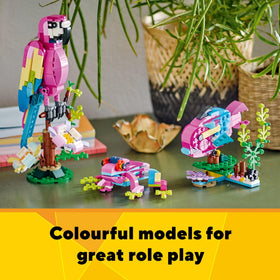 LEGO Exotic Pink Parrot fish-swimming scene sparks ocean-themed adventures and calm display.