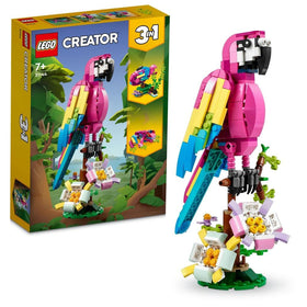 LEGO Creator 31144 Exotic Pink Parrot perched on a branch for imaginative play