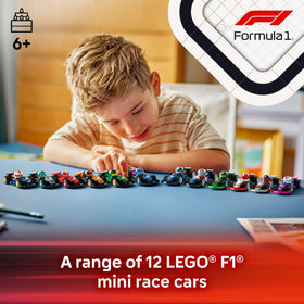 LEGO F1 6-pack side view shows authentic logos for collectible display