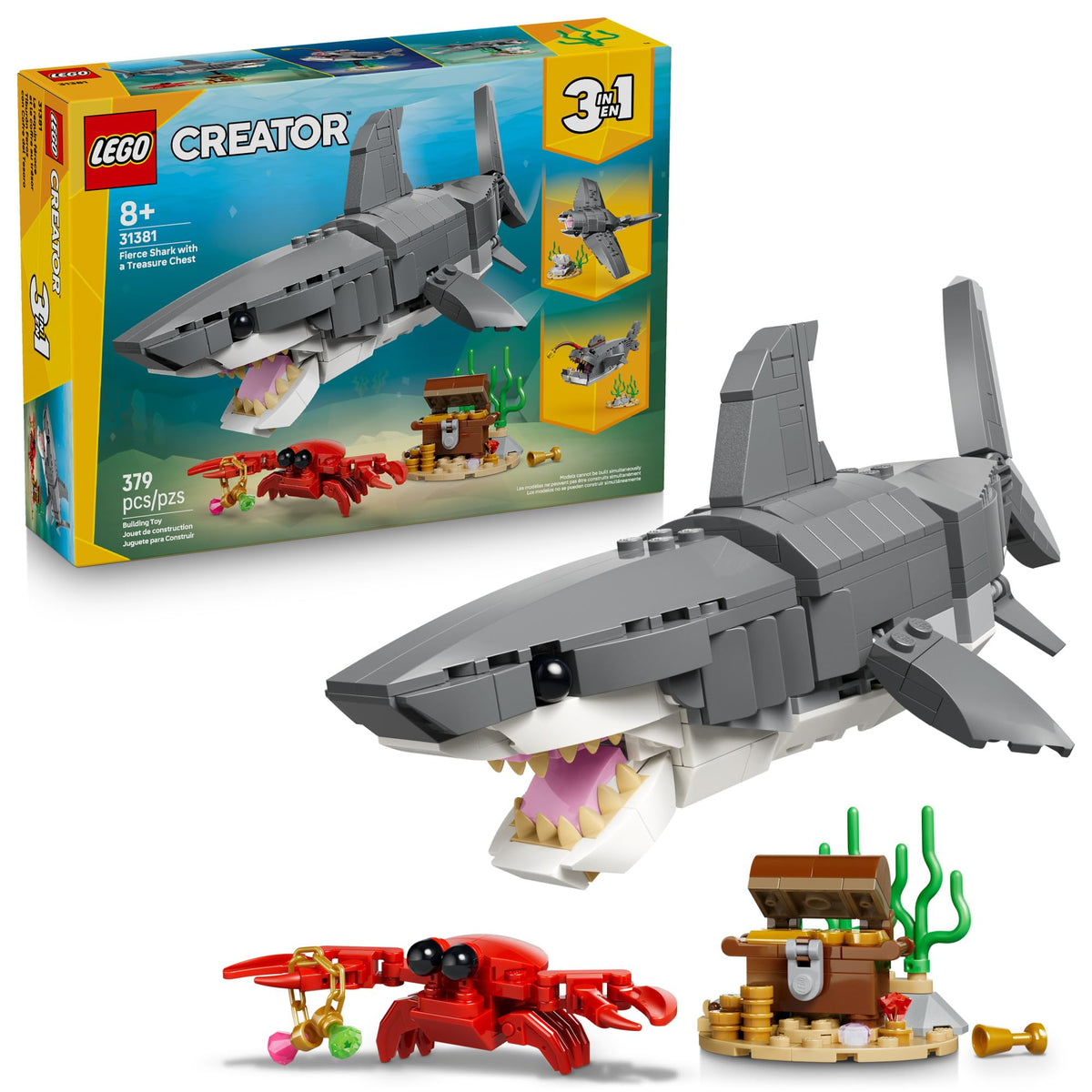LEGO Fierce Shark with Treasure Chest on display inspires underwater stories