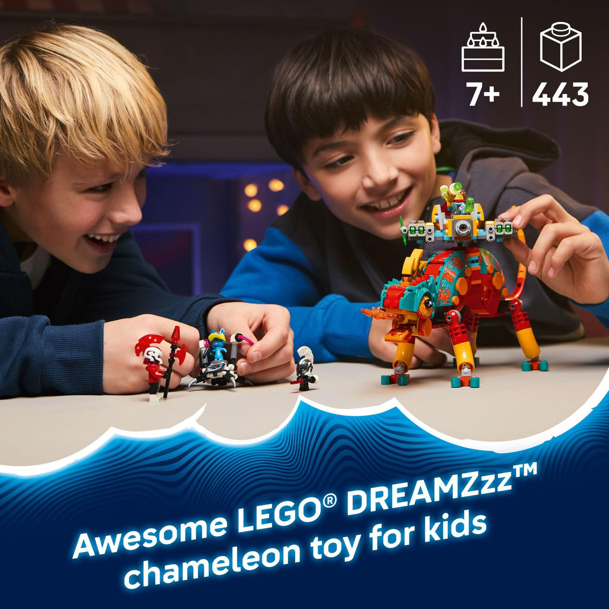 Fire chameleon with turret blaster inspires imaginative battles and quick-thinking play.