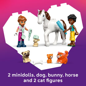 LEGO vet clinic accessories include syringe, thermometer, and clipboard