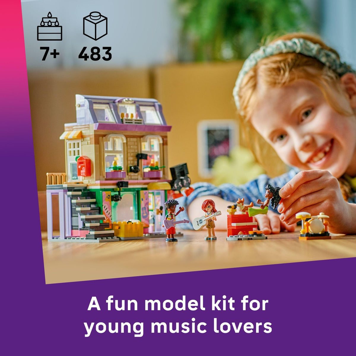 LEGO Friends Music Store & Apartment loft interior creates cozy home for creative play.