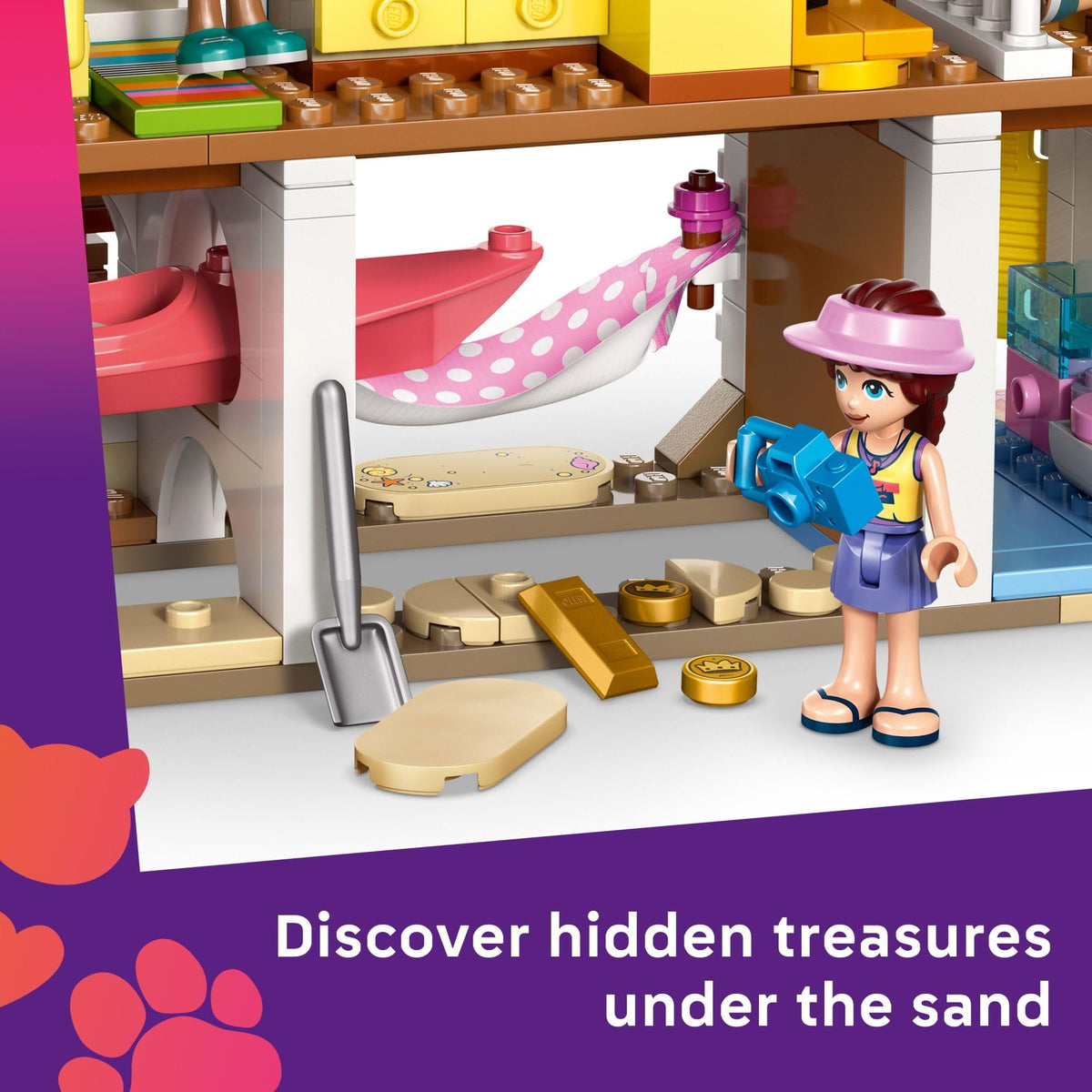 LEGO Friends kayak and hammock setup for outdoor adventure role-play.
