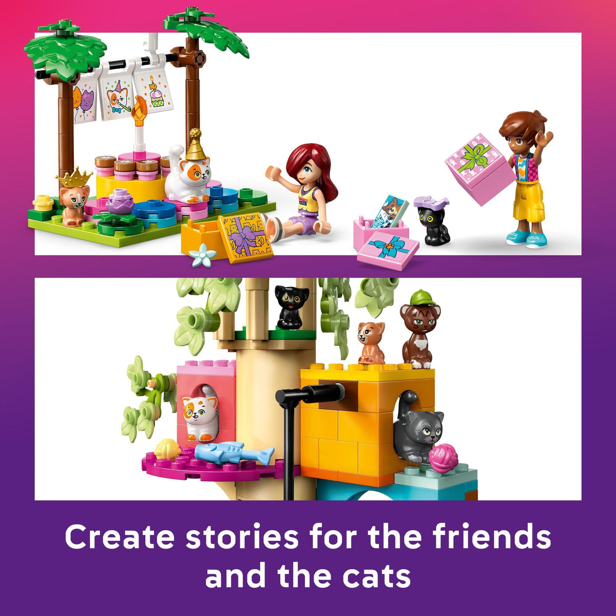 LEGO Friends Cat Birthday Party & Tree House festive decorations boost pretend play