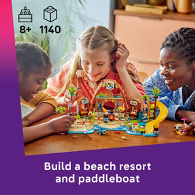 LEGO Friends dolphin figure at the beach resort enhances storytelling play.