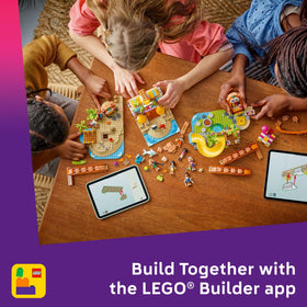 LEGO Friends firepit at night invites cozy storytelling sessions after adventures.