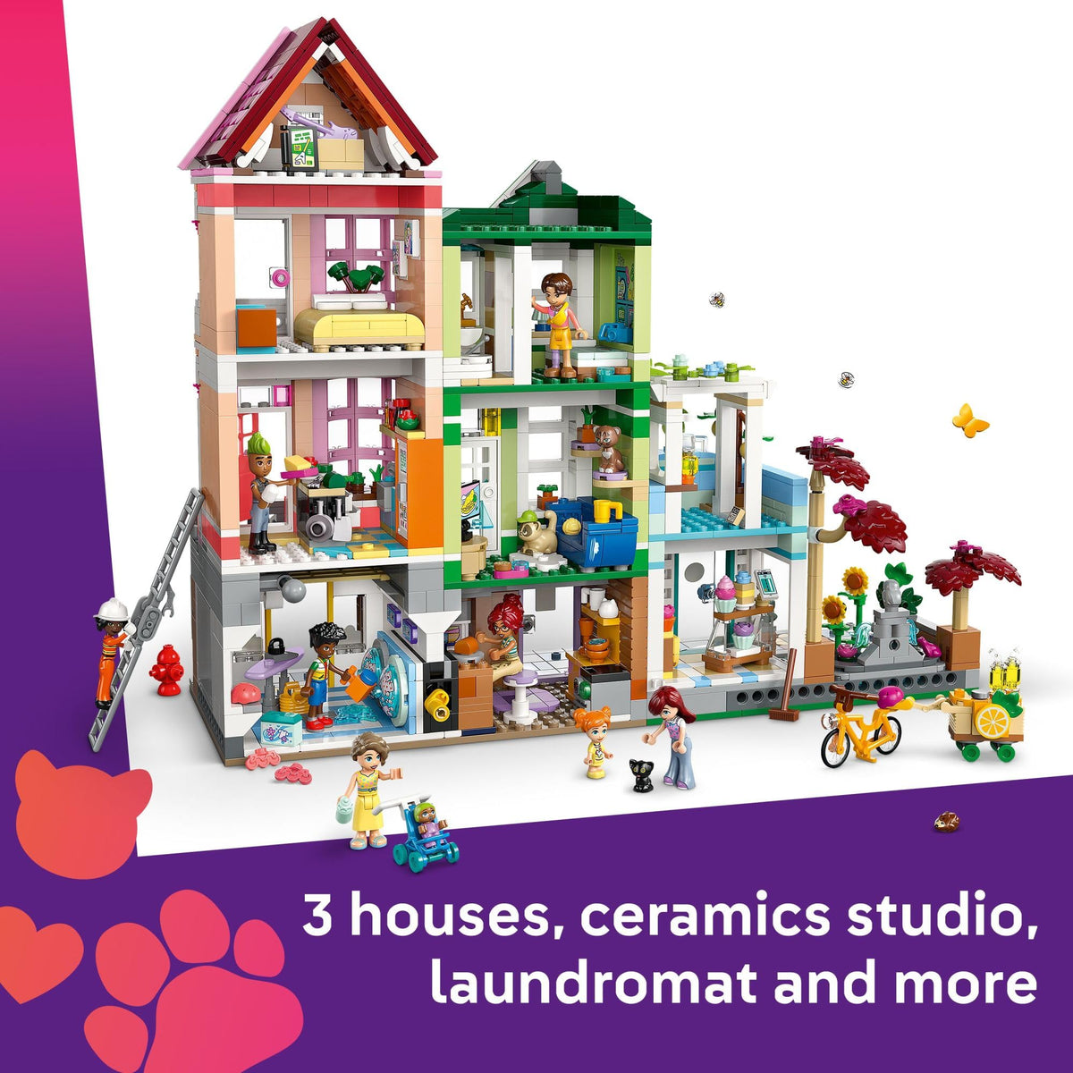 LEGO Friends Heartlake City laundromat with rolling door inspires daily routine play
