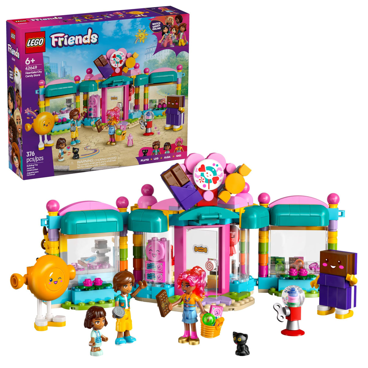 LEGO Friends Heartlake City Candy Store exterior invites imaginative play and storytelling.