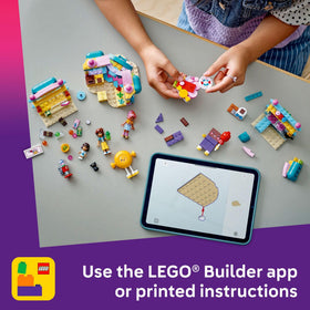 LEGO Friends candy shop gumball machine and giant lollipop boost playful ambience.