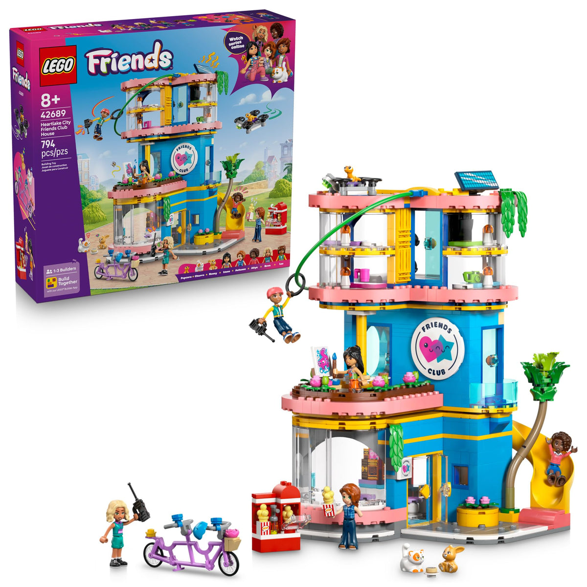 LEGO Friends Heartlake City Club House front view showing a colorful playset for imaginative building