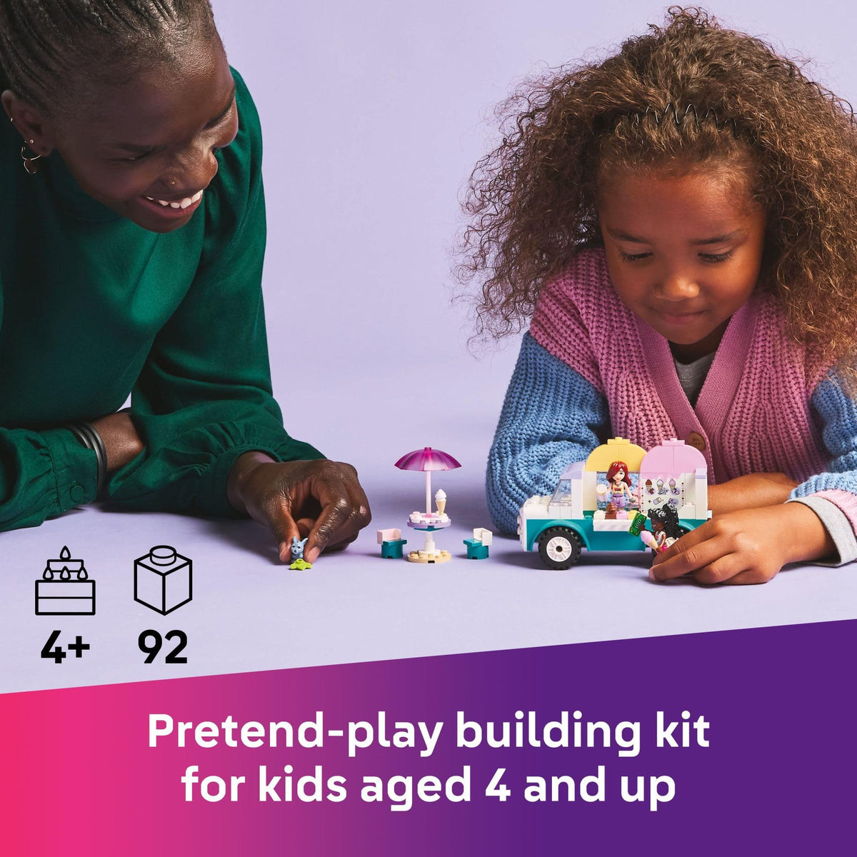 LEGO Friends Heartlake City Ice Cream Truck Paisley minidoll for storytelling adventures.