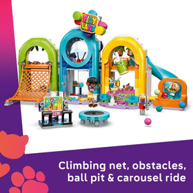 LEGO Friends ball pit scene supports cooperative play and creative mini-stories.