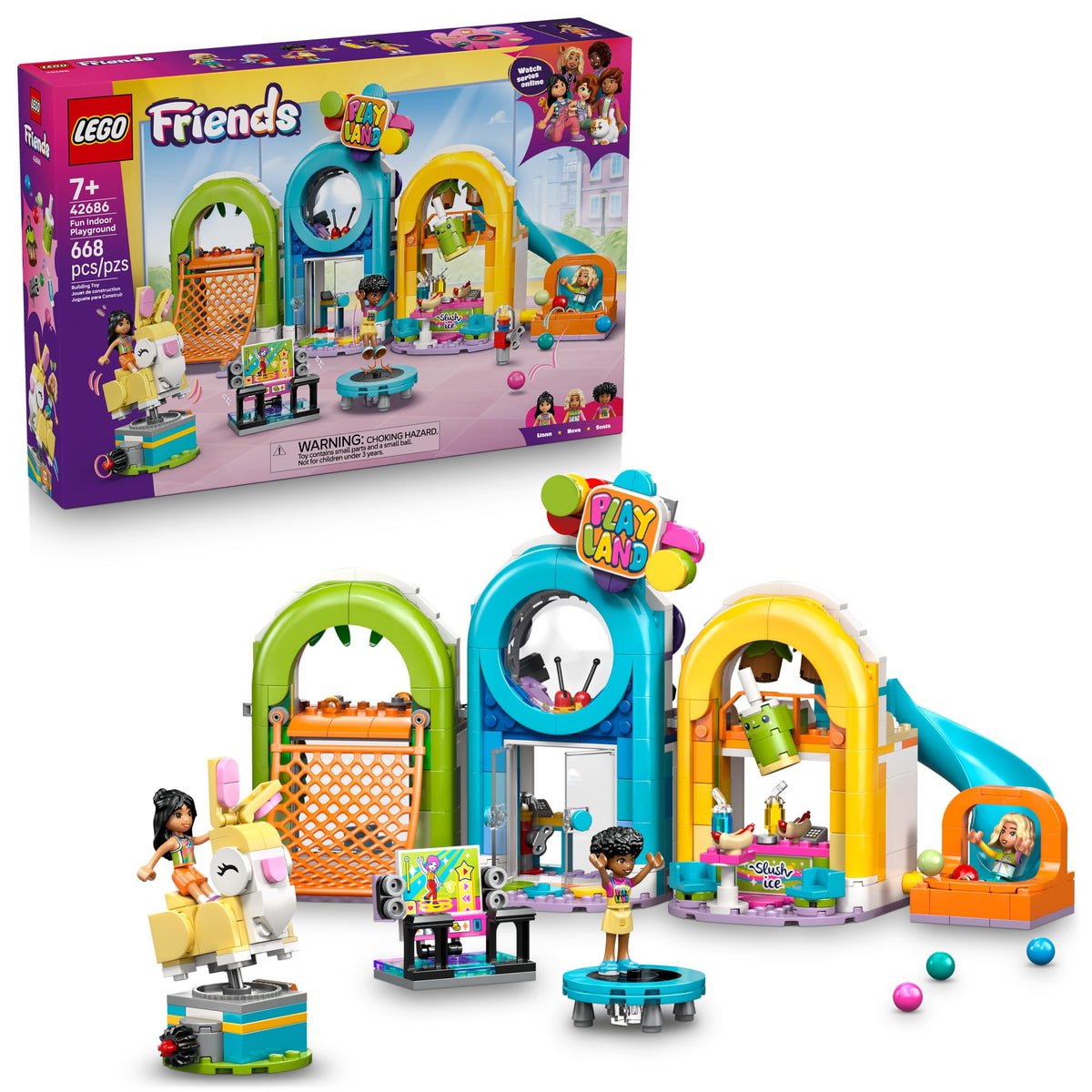 LEGO Friends indoor playground front view inspires imaginative play and storytelling at home.
