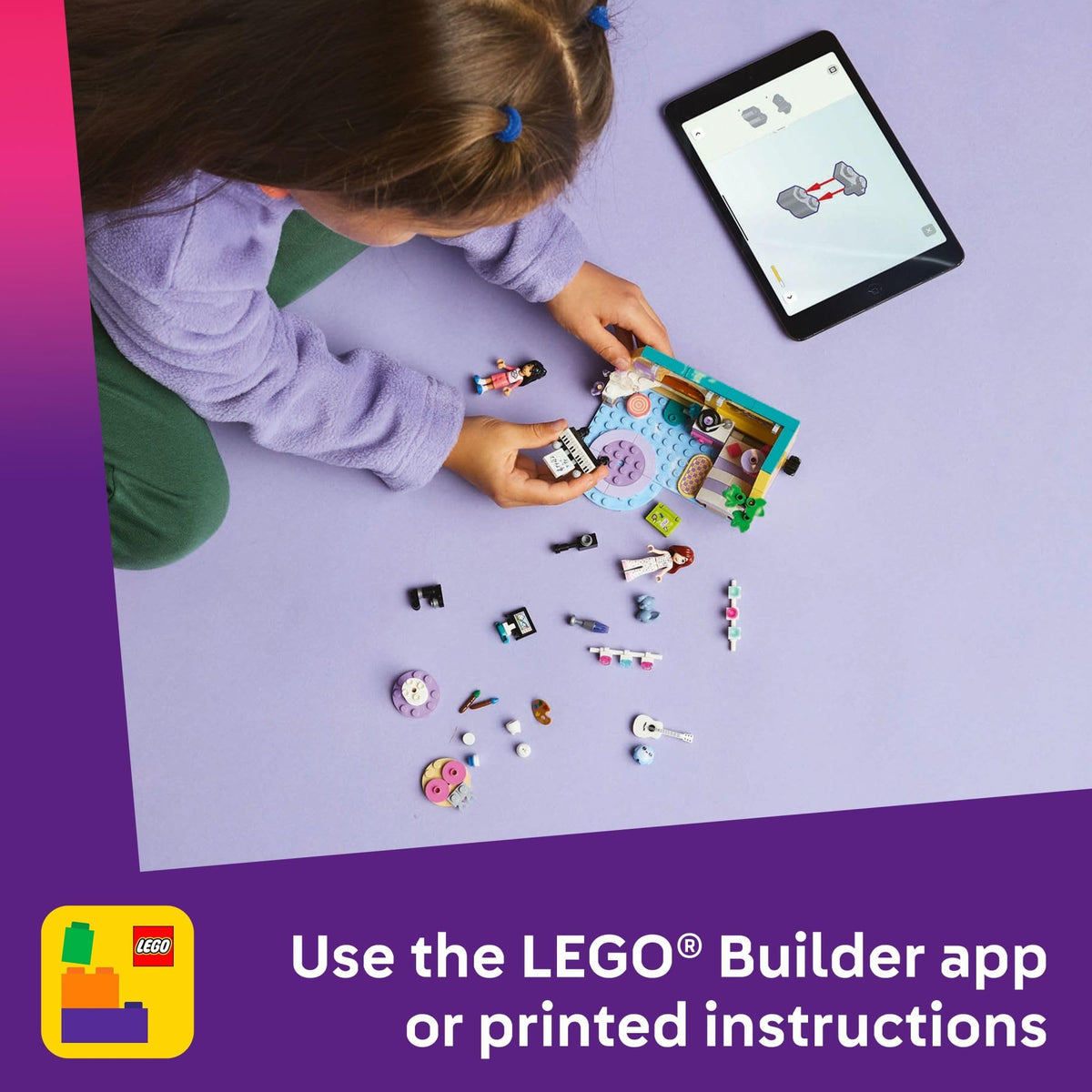 LEGO Friends Paisley’s Room bunny care accessories promote nurturing play.