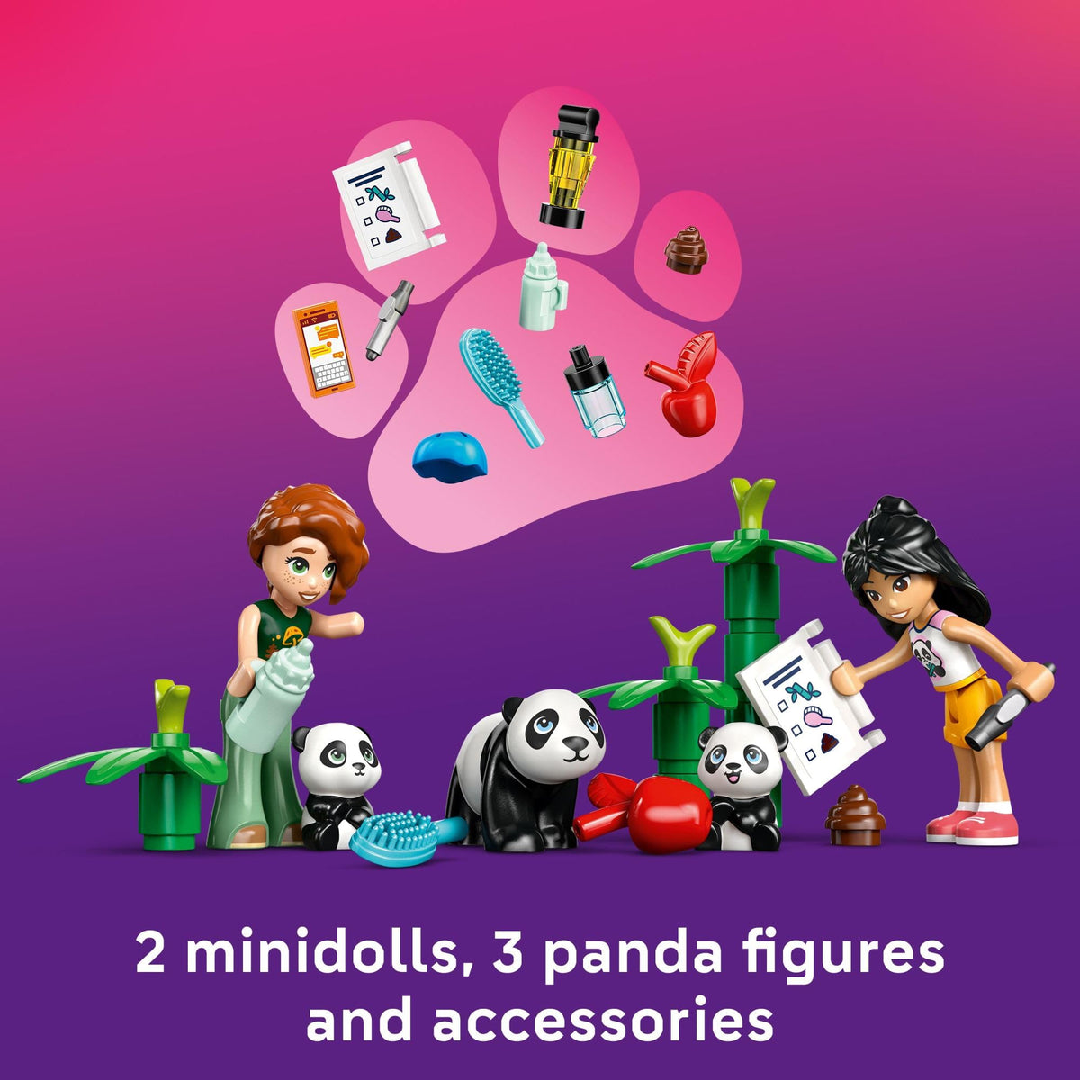 LEGO Friends Panda Sanctuary care tools and scale for pretend care