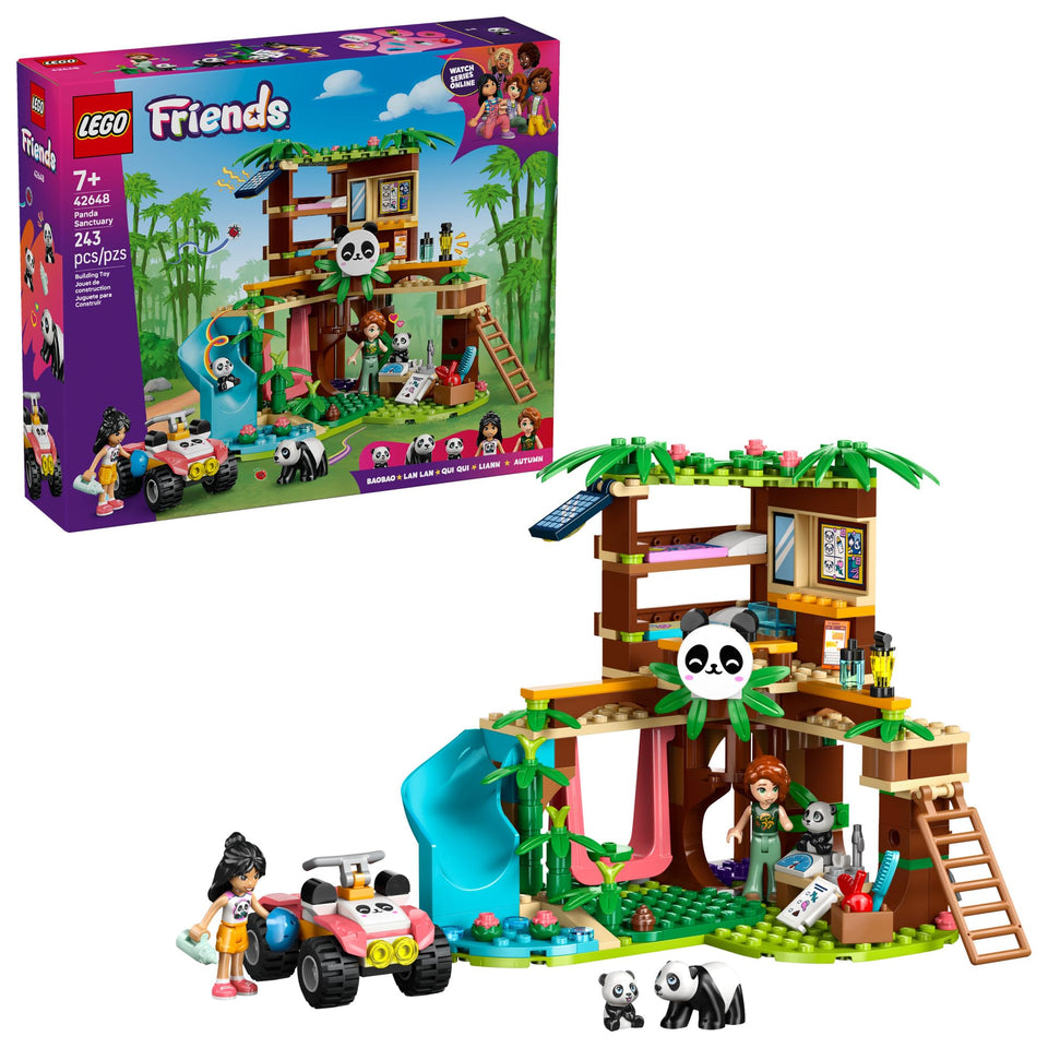 LEGO Friends Panda Sanctuary tree house playset for imaginative animal care play