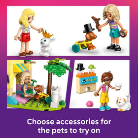 LEGO Friends conveyor belt wash station for interactive pet-care storytelling.