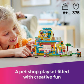 LEGO Friends elevator and grooming area highlighting pampering play for pets.