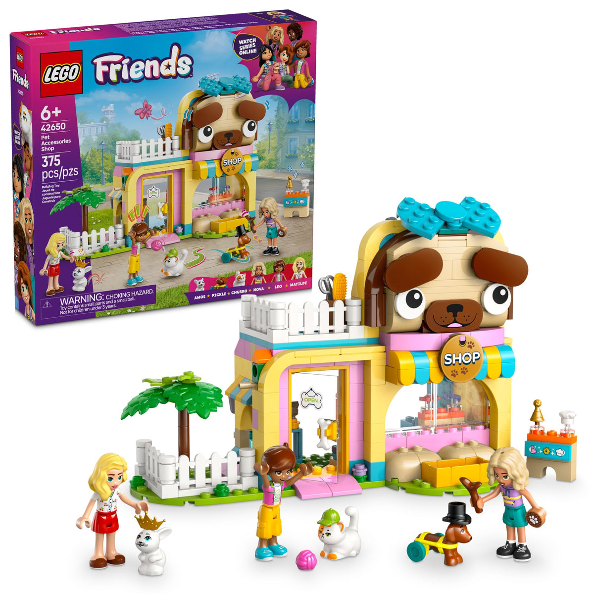 LEGO Friends Pet Accessories Shop front view, inspiring imaginative play and grooming-themed adventures.