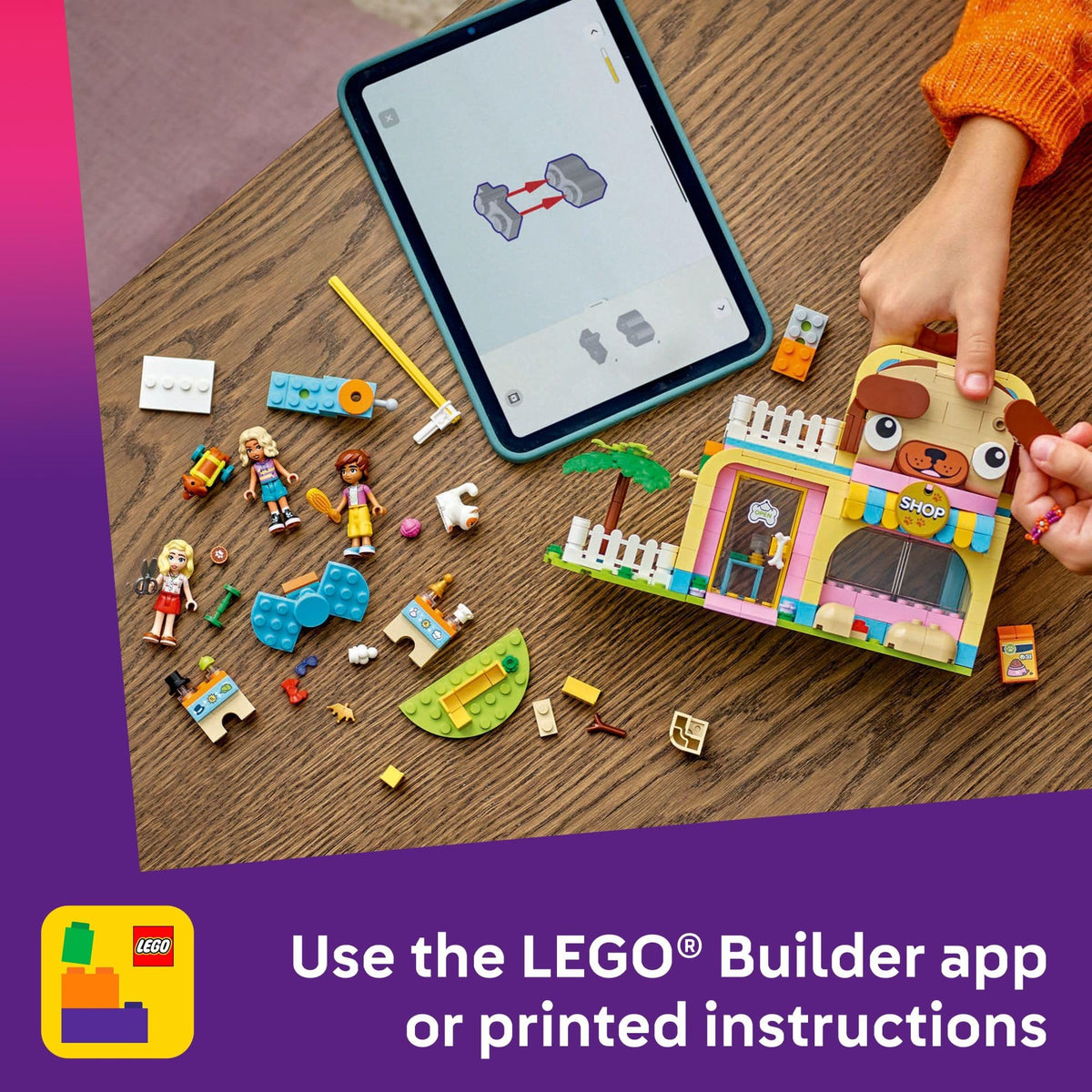 LEGO Friends playset encourages cooperative storytelling with pets and friends.