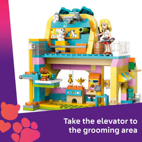 LEGO Friends minidolls with dog, cat, and bunny for imaginative friends.