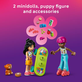 LEGO Friends puppy Aira figure in car enhances storytelling with a furry companion.