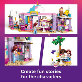 LEGO Friends Unicorn Dream Café indoor outdoor seating supports role-play scenes.
