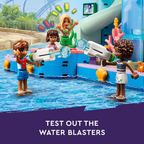LEGO Friends waterfall slide with lever launching a boat.