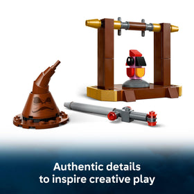 LEGO Harry Potter Fawkes perch with ash elements for magical setting.
