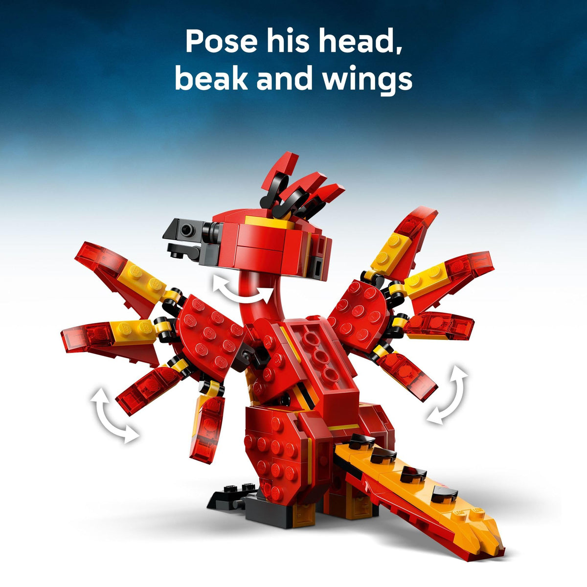 LEGO Harry Potter Fawkes grips Sorting Hat and Sword of Gryffindor for interactive scenes.