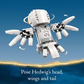 LEGO Harry Potter Hedwig poseable wings and tail for dynamic poses.