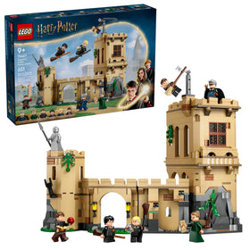LEGO Harry Potter Hogwarts Castle Flying Lessons broom scene sparks imaginative play.