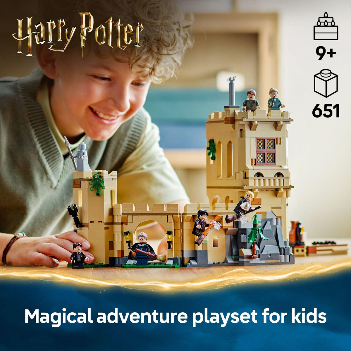 LEGO Harry Potter Hogwarts Castle Quidditch equipment room for immersive detail.